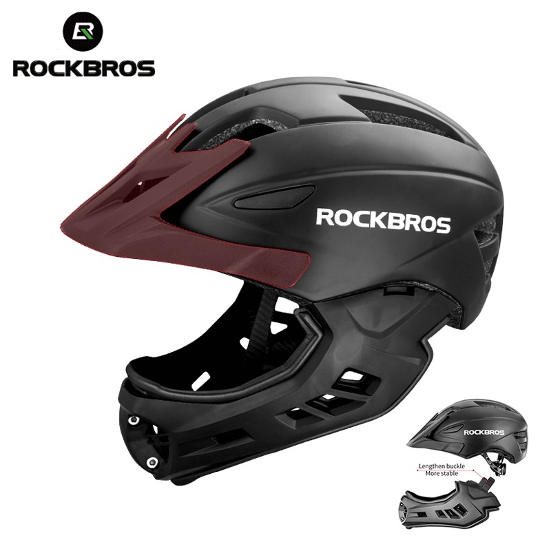 ROCKBROS Barnehjelm med avtagbar hakesbeskyttelse